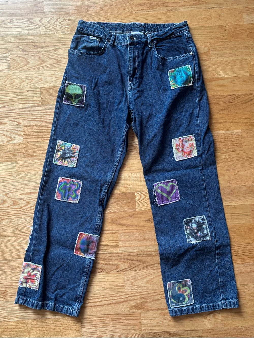 The Ragged Priest Mid-Rise Patch Dad Jeans